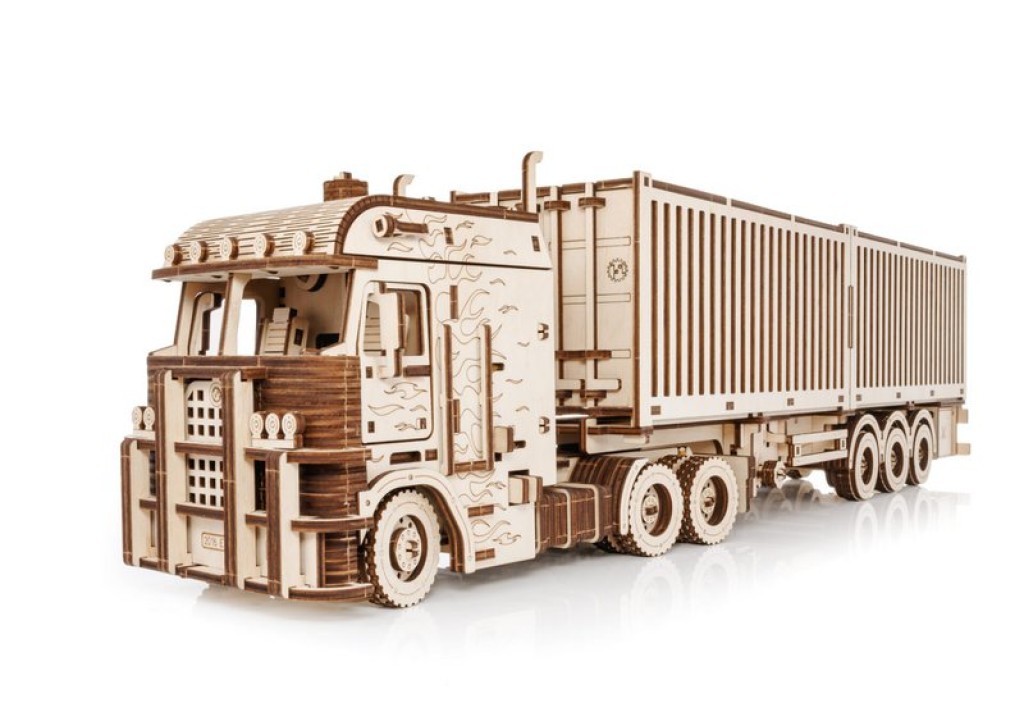 3D Houten Puzzel Container-Semitrailer for Truck “Road King”, Eco Wood Art, 3724, 52,3x10,8x16,9cm