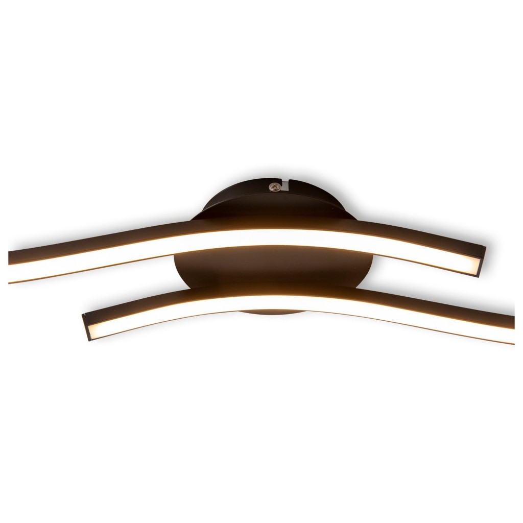 LED-wand/plafondlamp "Onda", plafondlamp gemaakt van metaal en plastic in zwart, met stevig ingebouwde LED's, verlichting voor woonkamer, eetkamer of kantoor 65 cm lang