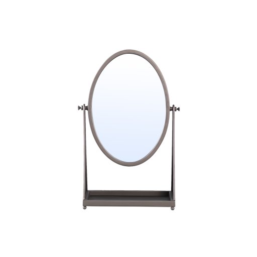 Francess Brown Round Iron Table Mirror Flower High