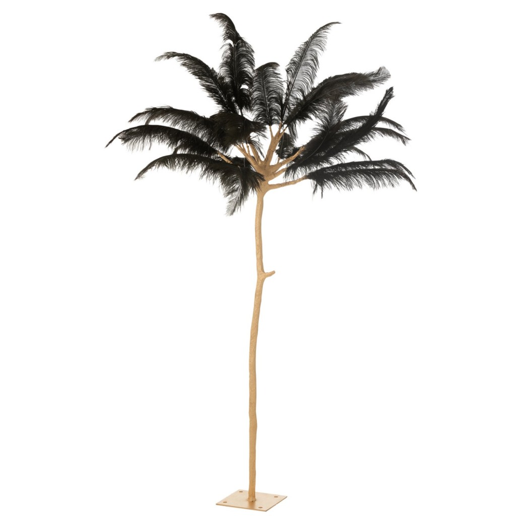 J-Line Boom Pluimen Metaal Goud/Zwart Large