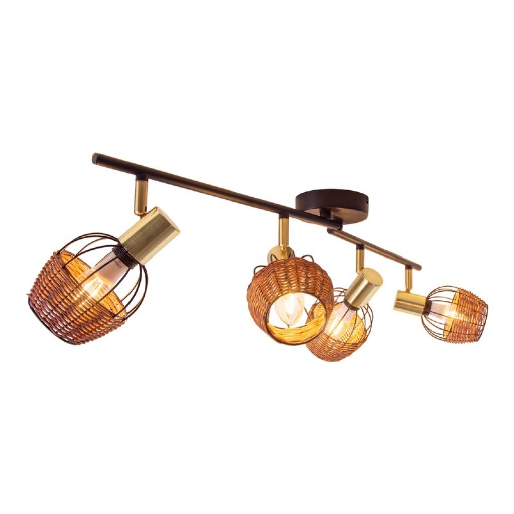 4 ceiling lamp "Corbis", metal spot in black, and gold, with E14 socket, for dining room, living room, hallway or office, ceiling lamp inside, 78 cm long