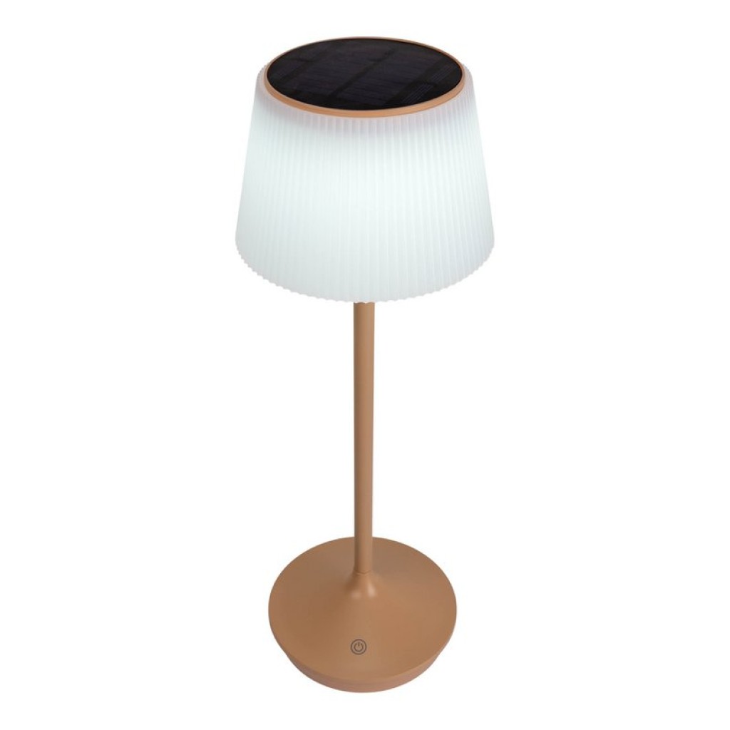 Solar battery lamp "Emmi" 38 cm high, umbrella Ø 13 cm, metal in almond and white plastic, for the outdoor area, dimmable CCT.