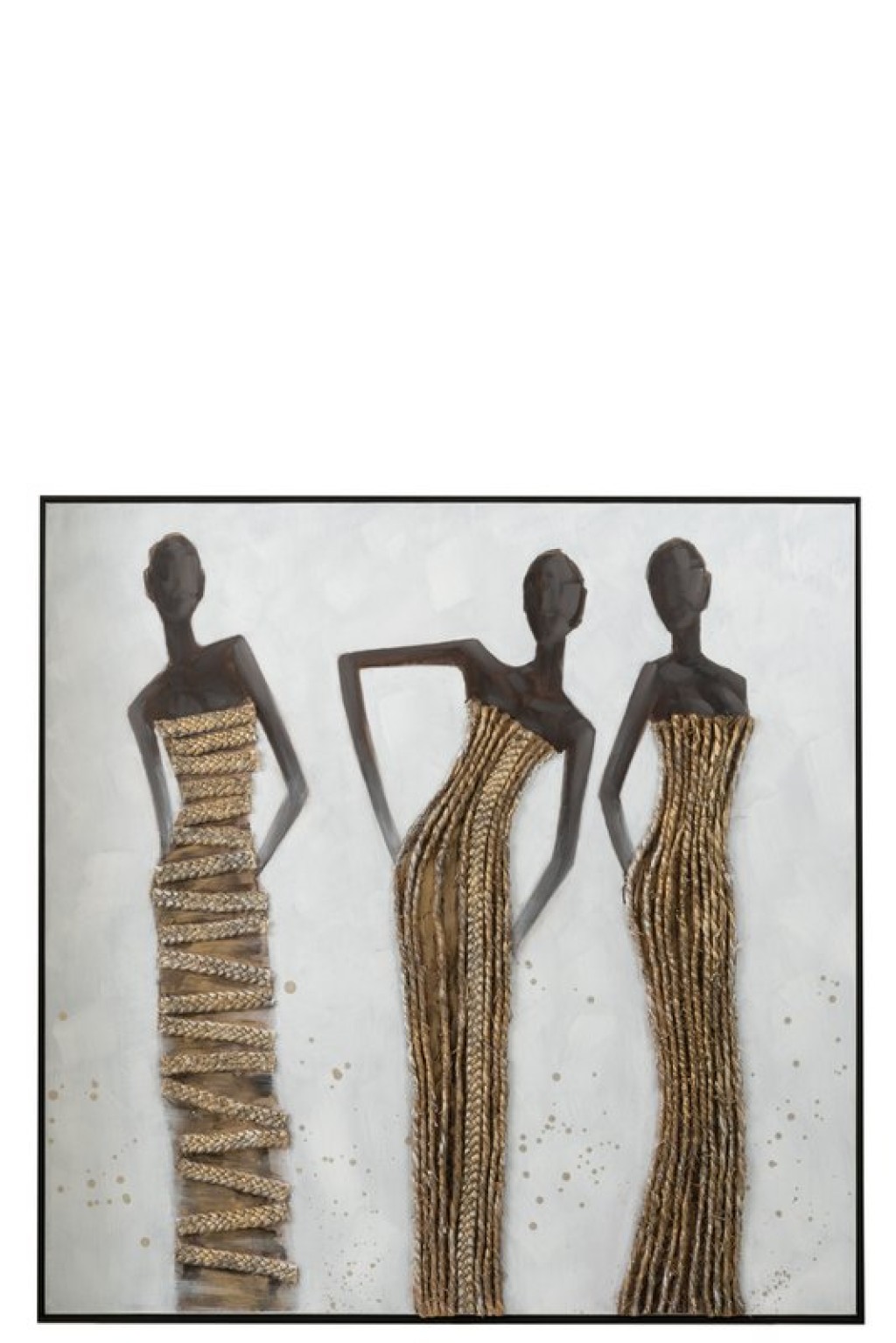 J-Line Wall Decoration 3 African Women Canvas/Paint/Rope Mix