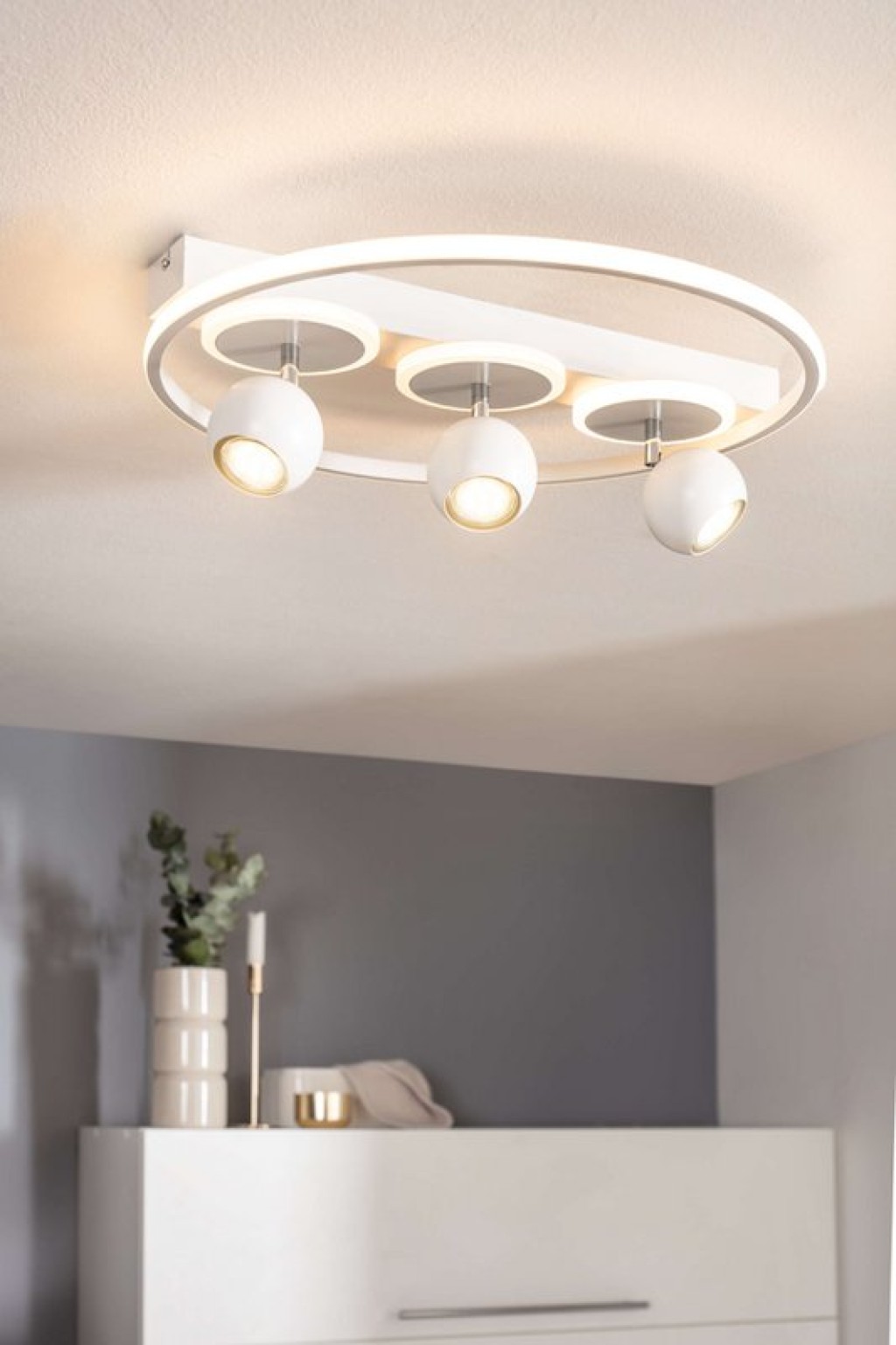 3 SPOT LED ceiling lamp "Ronda" Ø 50cm, made of metal and plastic, white, GU10, spots inside