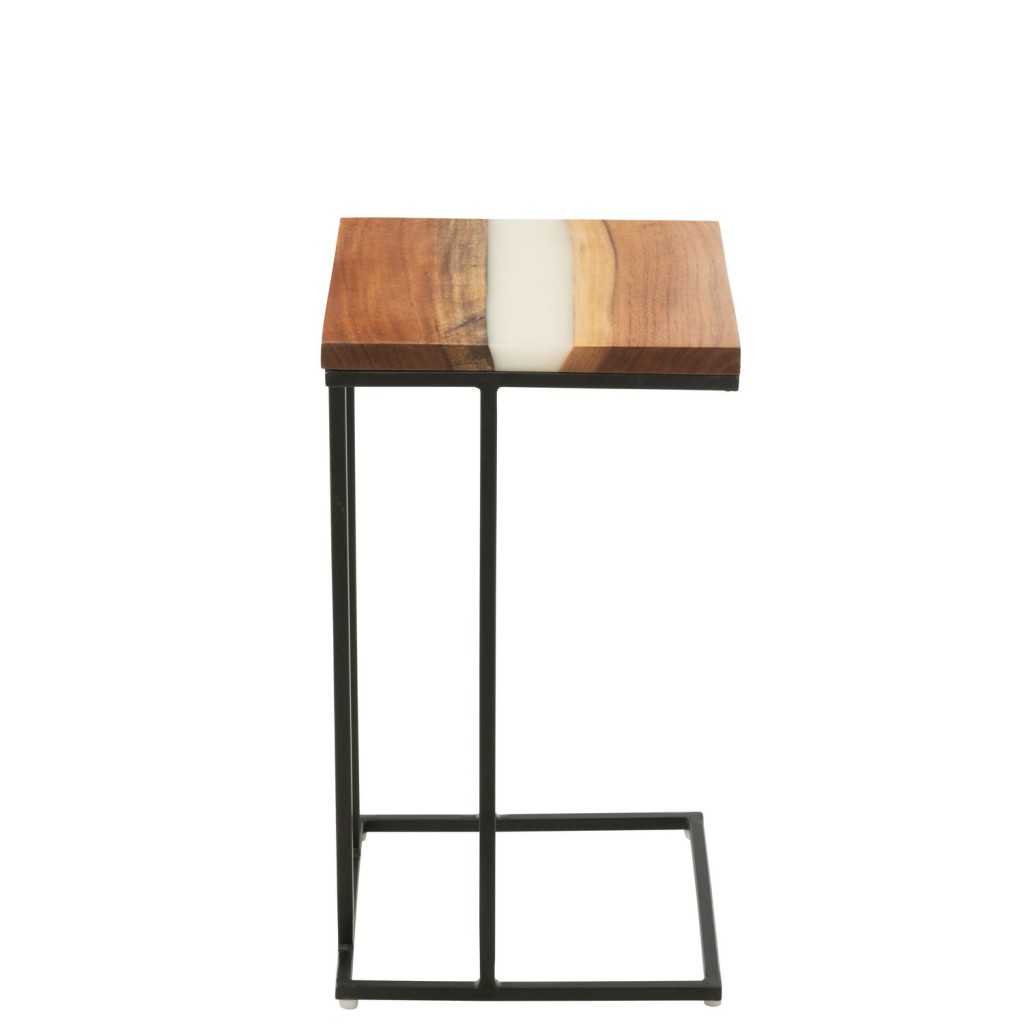 J-Line bijzettafel Vierkant - hout/epoxyhars - naturel/wit