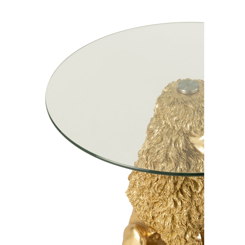 J-Line Bijzettafel Poedel Rond Polyresin Goudkleurig