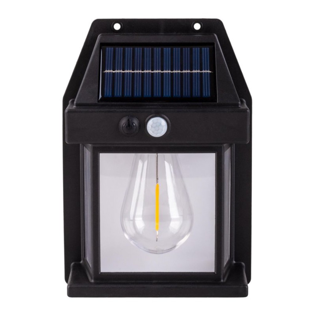 2 Set solar wall lamp "Mira" approx. 17 cm high, made of black weatherproof plastic, integrated LED in warm white, including motion detector and twilight sensor