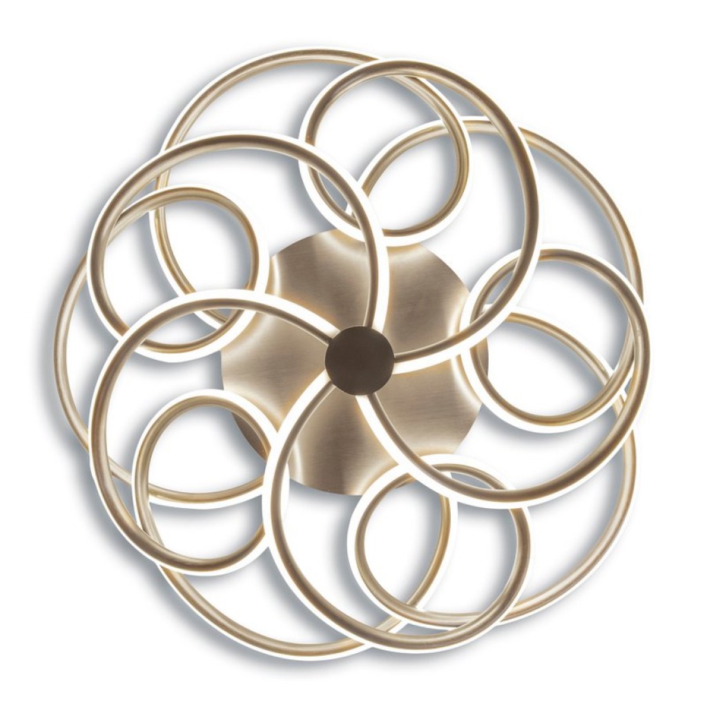 LED ceiling lamp "Rizado" Ø: 57cm made of metal in satin nickel and plastic, with firmly built-in LEDs, lighting for living rooms and office.