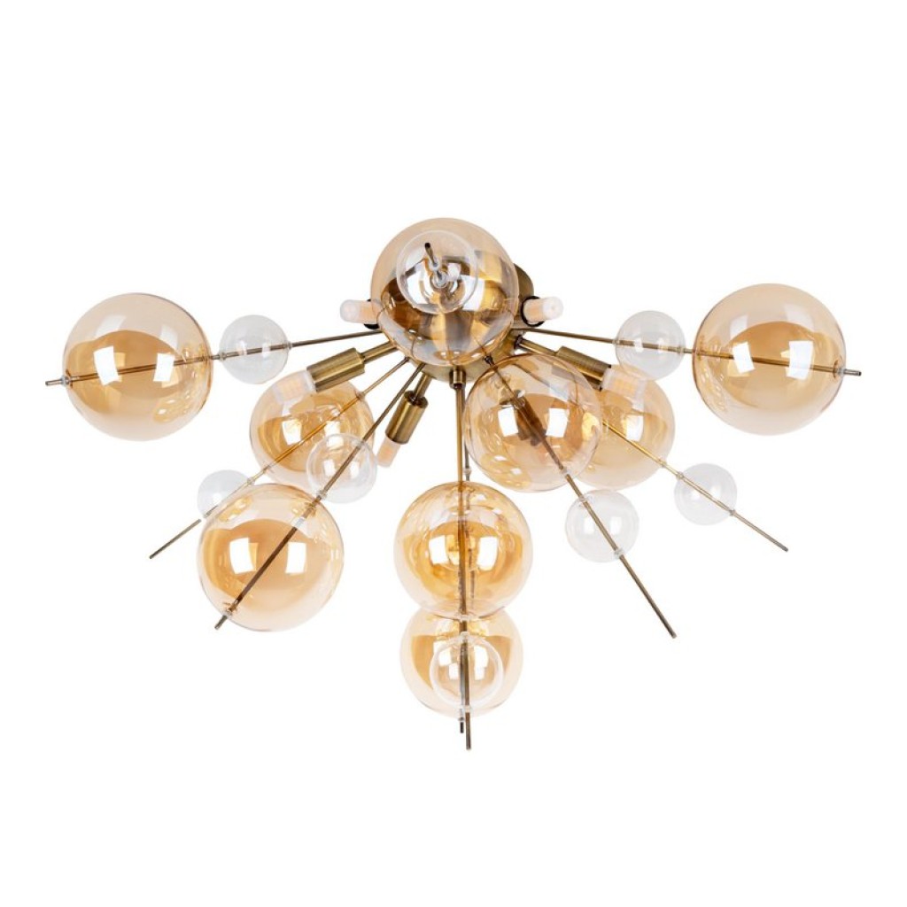 Deckenleuchte "EXPLOSION" amber aus Metall und Glas, G9 Fassungen, Deckenlampe für Esszimmer, Wohnzimmer, Diele oder Büro, Ø57 cm