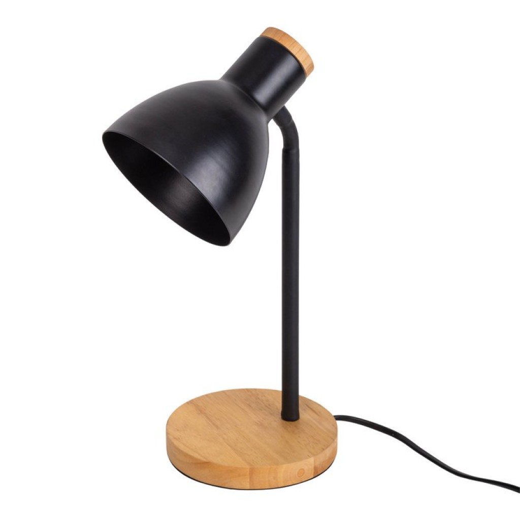 "Marie" desk lamp made of metal and wood, E14, black, 36.5 cm high
