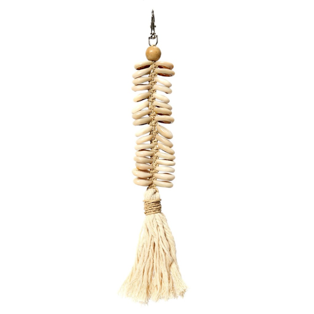 De Macrame Fishbone-sleutelhanger - Crème