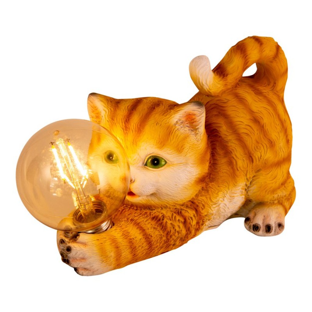 LED solar outdoor lamp "Cat" 25 cm long-outside decoration made of brown plastic with integrated LEDs