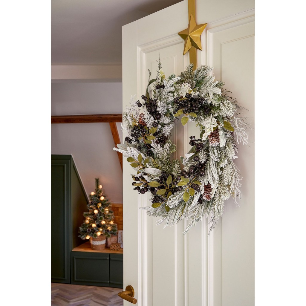 Vesper Kerstkrans met Dennenappels - H13 x Ø50 cm - Zwart