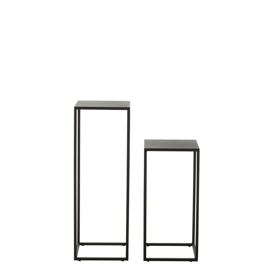 J-Line bijzettafel Vierkant - metaal - zwart -set van 2