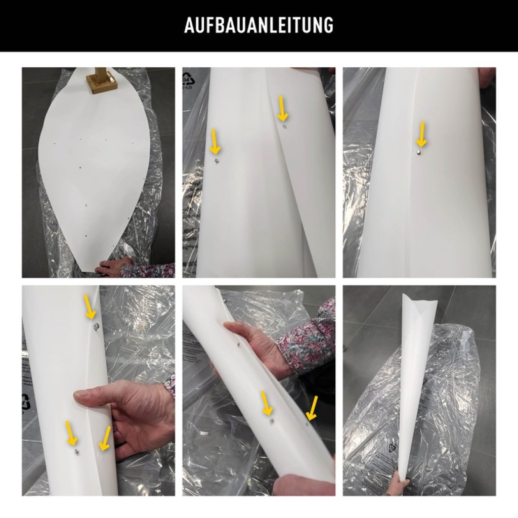 Standing lamp "Tulip" made of metal and white plastic, E27 socket, lighting for living room, dining room or office