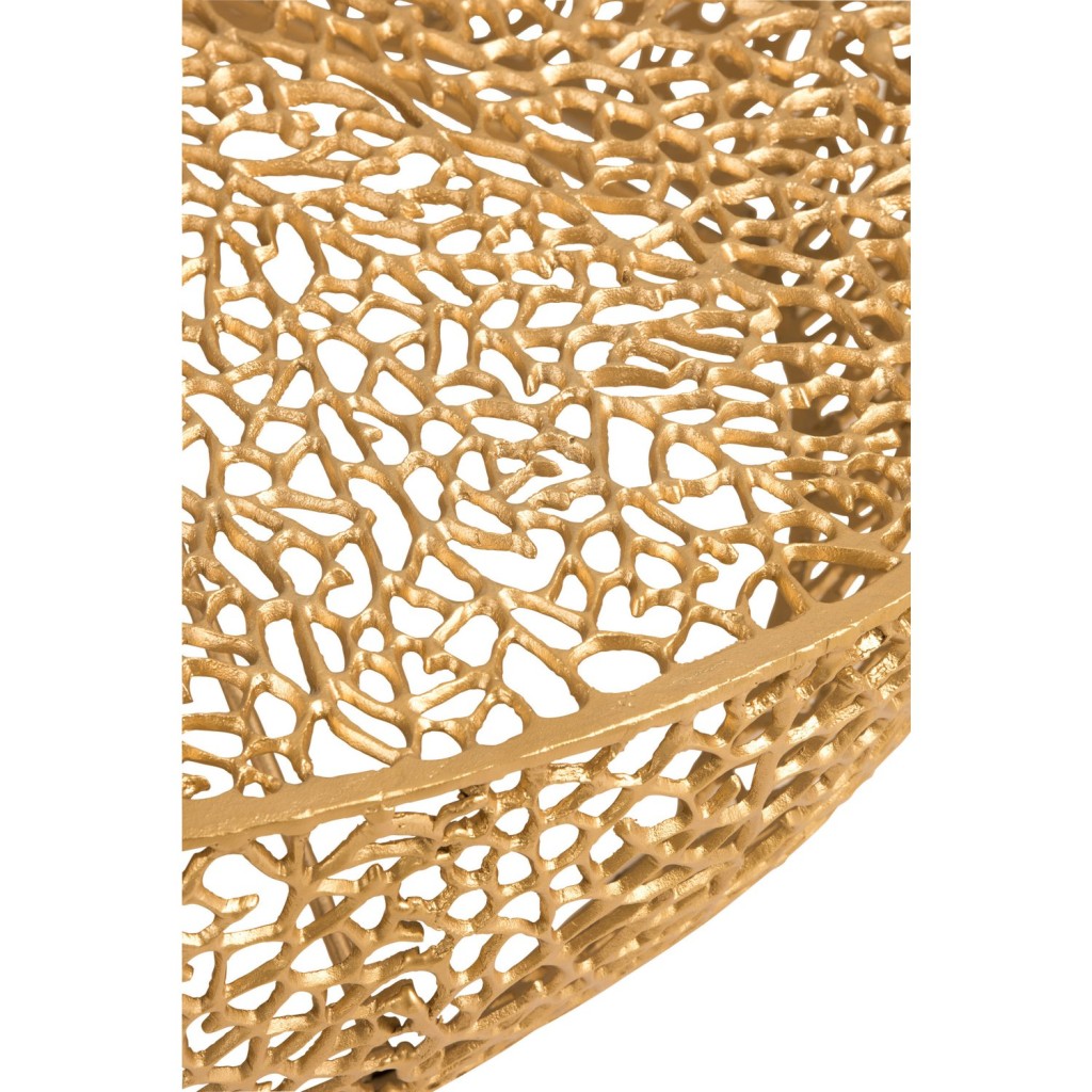 J-Line Salontafel Rond Laag Koraalpatroon Aluminium Goud - 115 x 114 x 31.5 cm