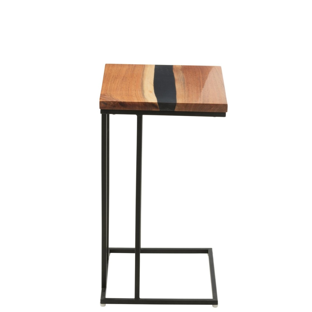 J-Line bijzettafel Vierkant - hout/epoxyhars - naturel/zwart