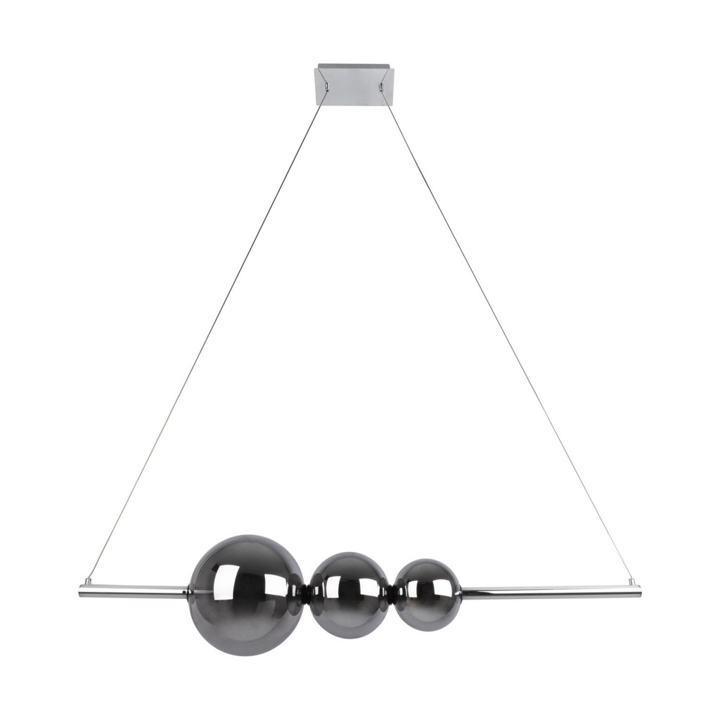 LED hanglamp Chrome "NOVA" gemaakt van chroom -gekleurd metaal, plastic en rookglas, met stevig ingebouwde LED's, ca.