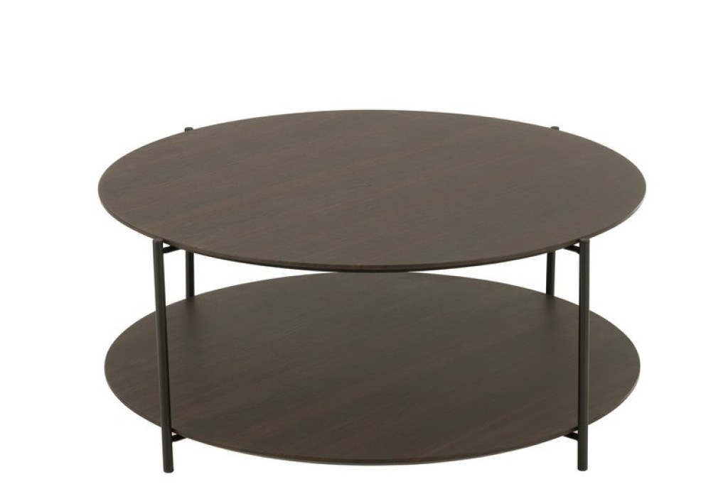 J -Line Coffee Table Round - Wood/Metal - Dark Brown - Small