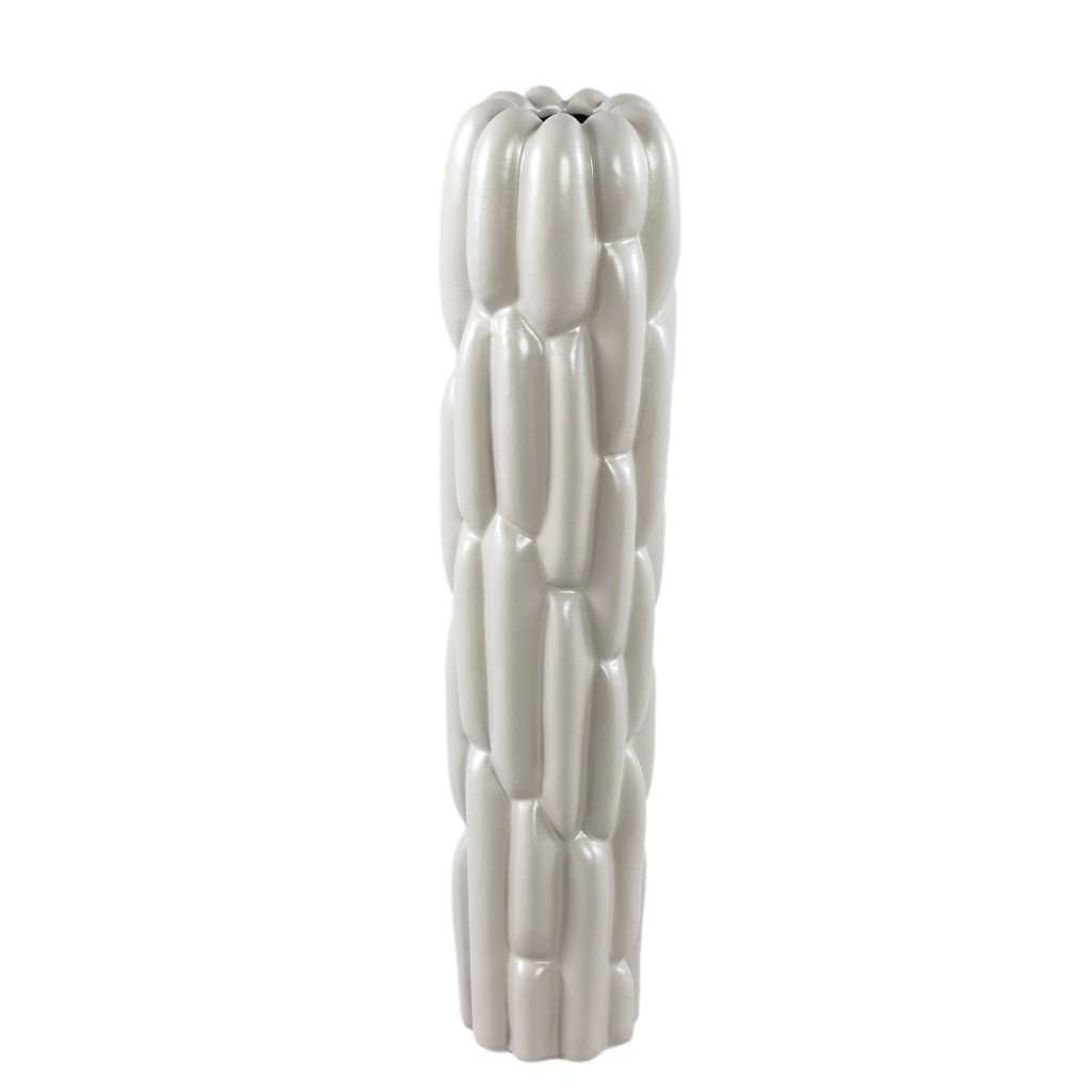 Seanis Grey Round Ceramic Vase Block Pattern M
