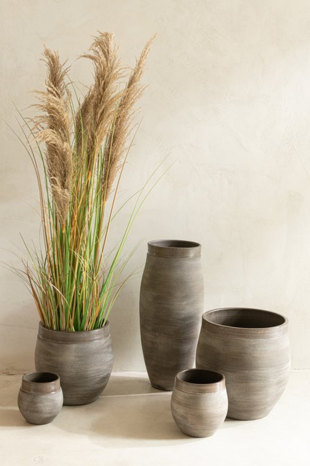 J-Line Pampas Grass 5 Heads In Pot PVC Green/Beige Small