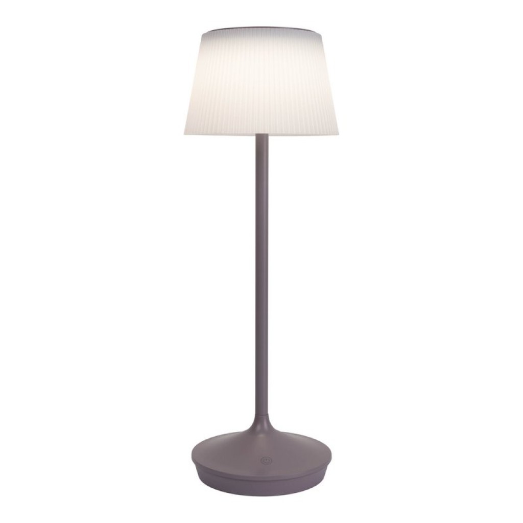 Solar battery lamp "Emmi" 38 cm high, umbrella Ø 13 cm, metal in blackberry and white plastic, for the outdoor area, dimmable CCT.