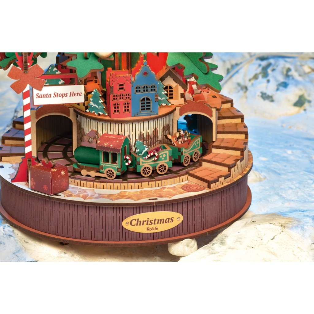 Robotime, Muziekdoos Hout DIY 3D Puzzel Christmas Melody Tree, AMS01, 30x30x40cm