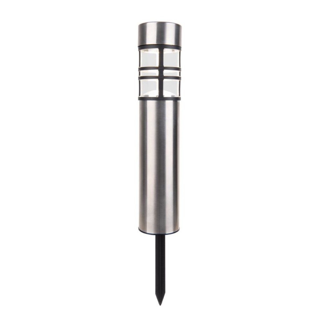 Solar decorativespieß "Bobby" in the 3 Set, Ø 6.2 cm, 42 cm high, metal in steel-blank, plastic, integrated LEDs warm white