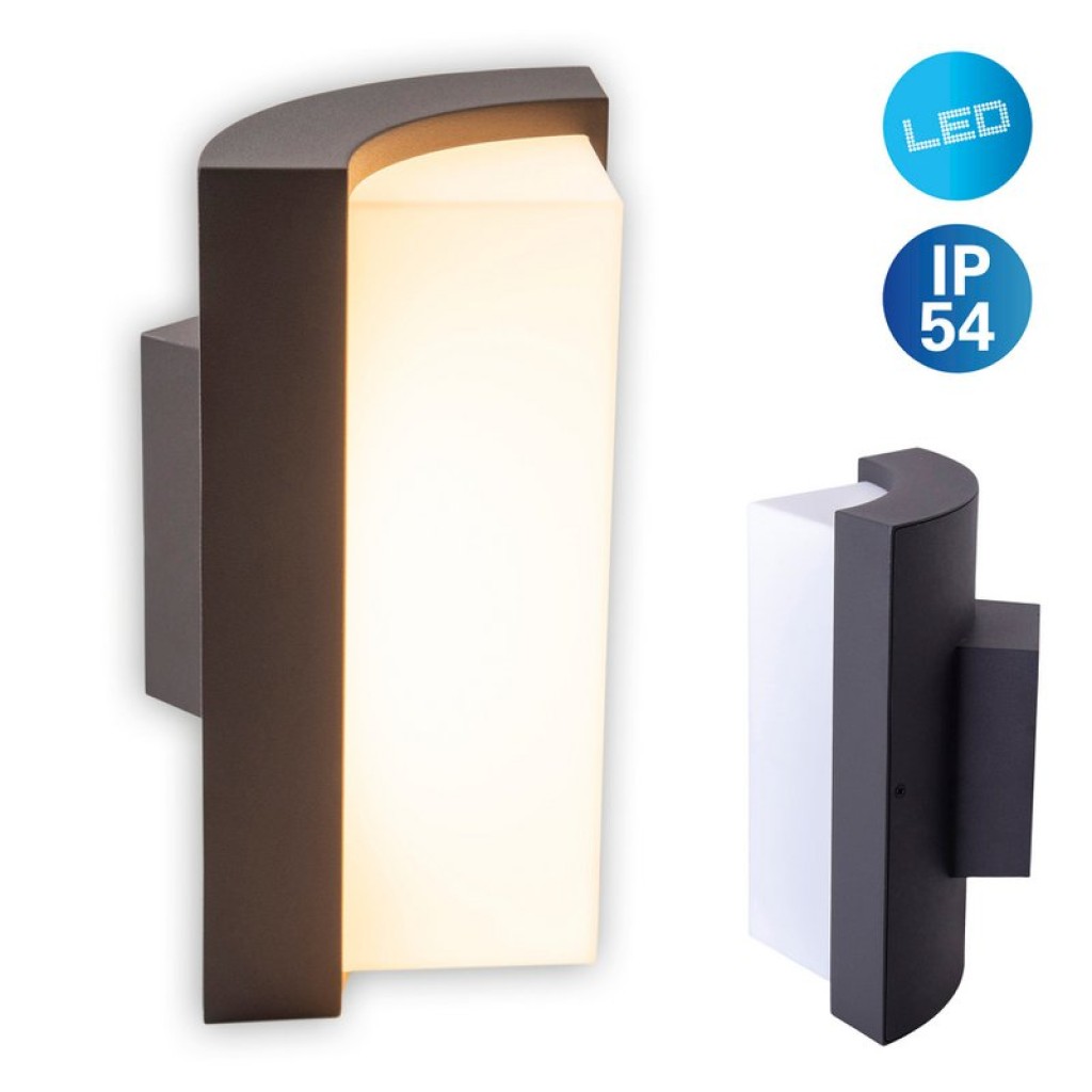 LED on the outside wall lamp "Rico" 14.8 cm high, made of metal and plastic in anthracite, with integrated LED