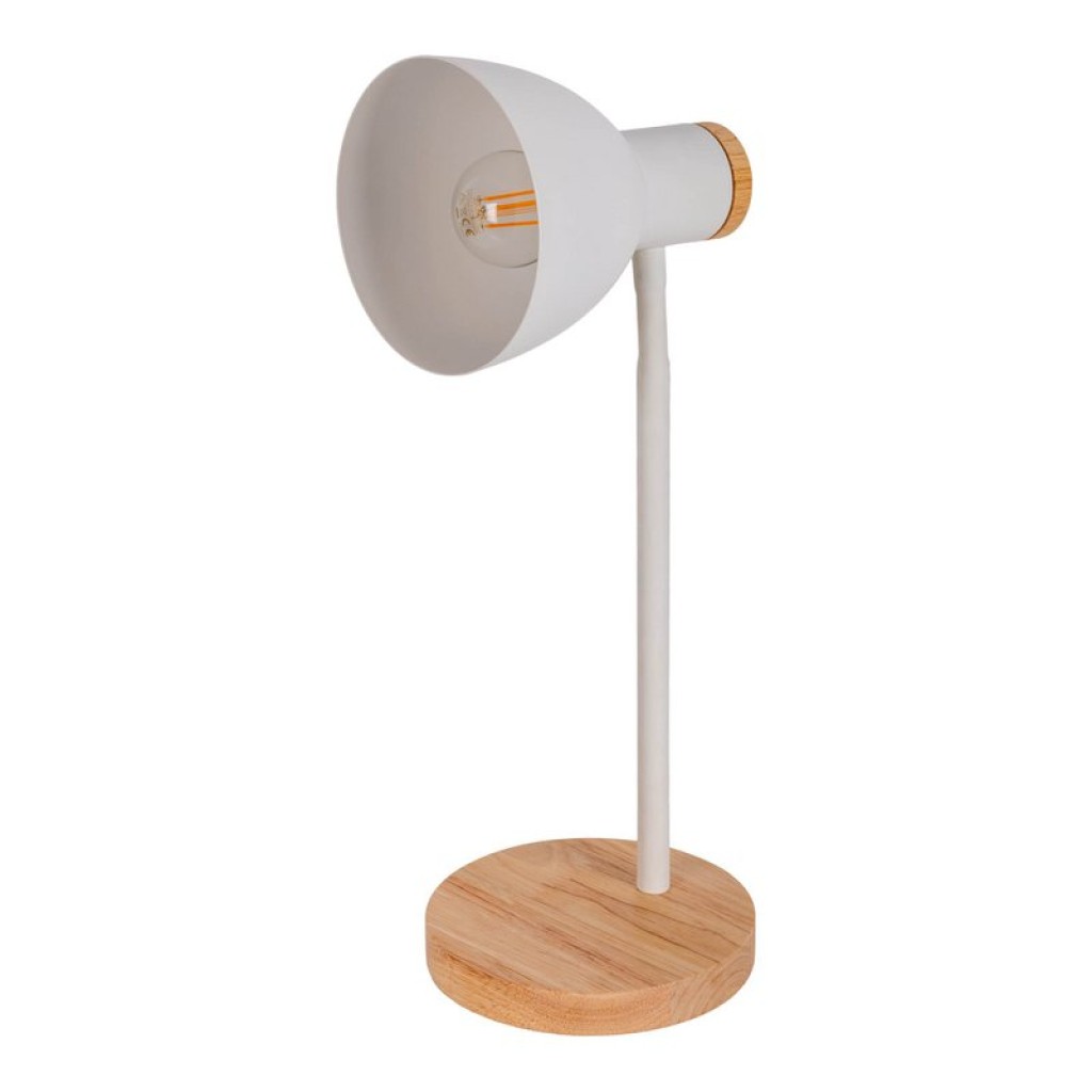 "Marie" desk lamp made of metal and wood, E14, white, 36.5 cm high