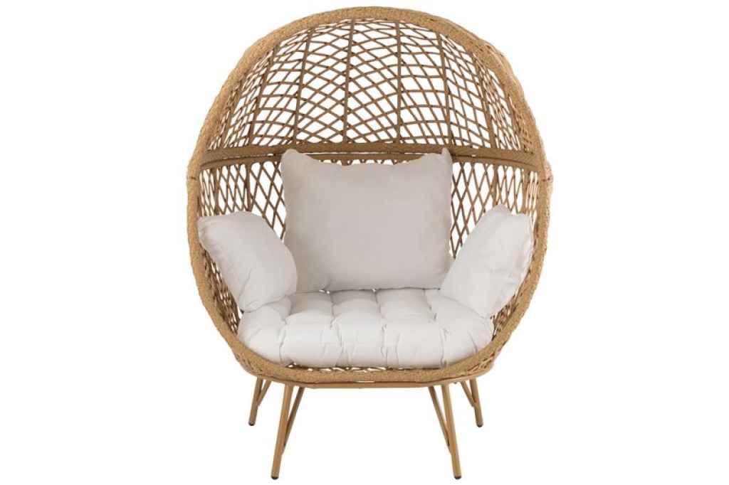 J-Line Lounge Chair+Cushions Eva Metal/Reed Beige