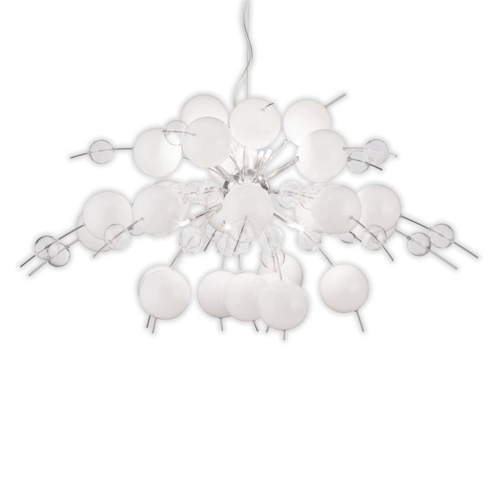 Pendant lamp "explosion" white, made of metal and glass, G9 versions, hanging lamp for dining room, living room, hall or office, Øca. 98 cm