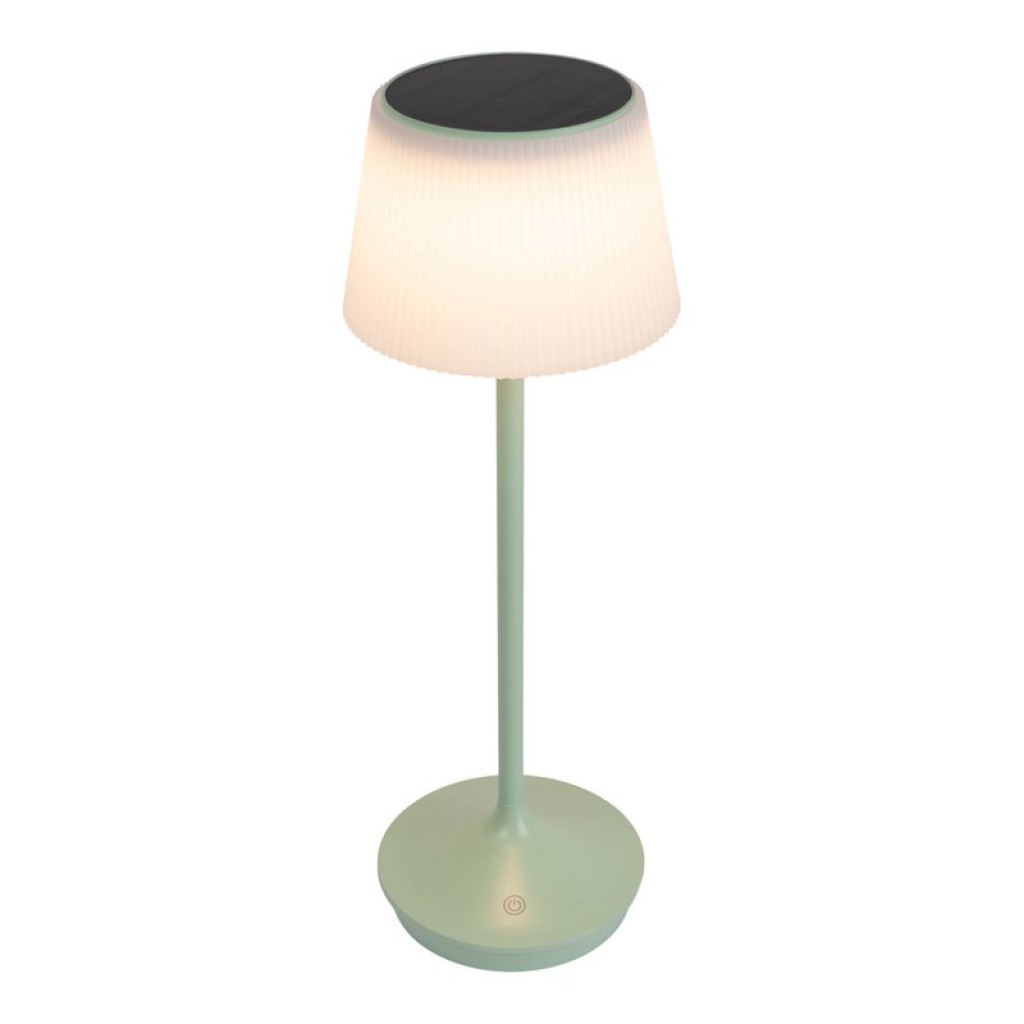 Solar battery lamp "Emmi" 38 cm high, umbrella Ø 13 cm, metal in MINT and white plastic, for the outdoor area, dimmable CCT.