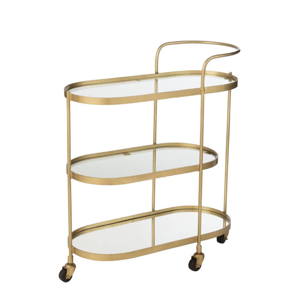 J-Line trolley Ovaal - metaal/spiegel - goud