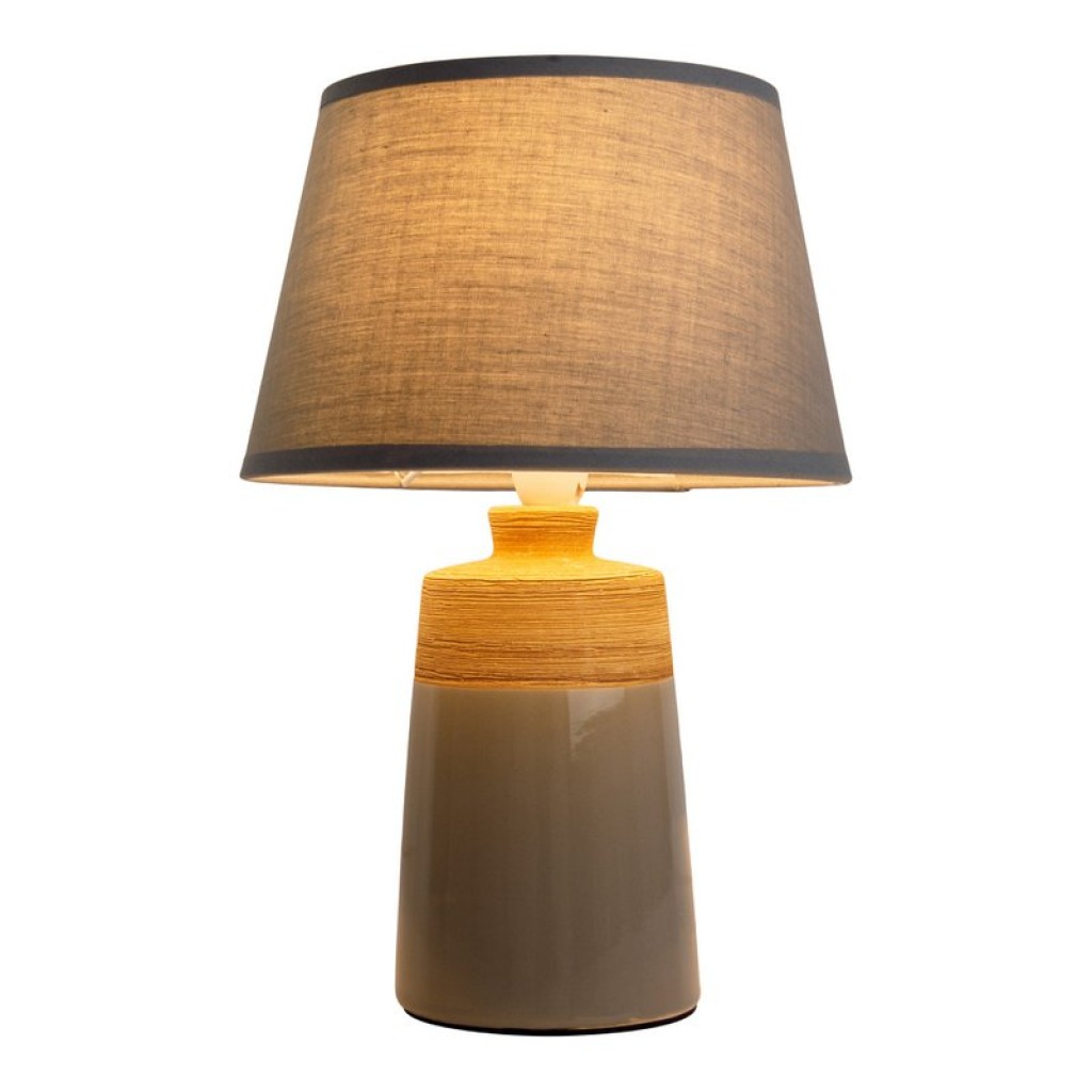 Ceramic table lamp "Talia", table lamp made of ceramic, beige/gray, with E14 socket, for dining room, living room, hallway or office, 31 cm high