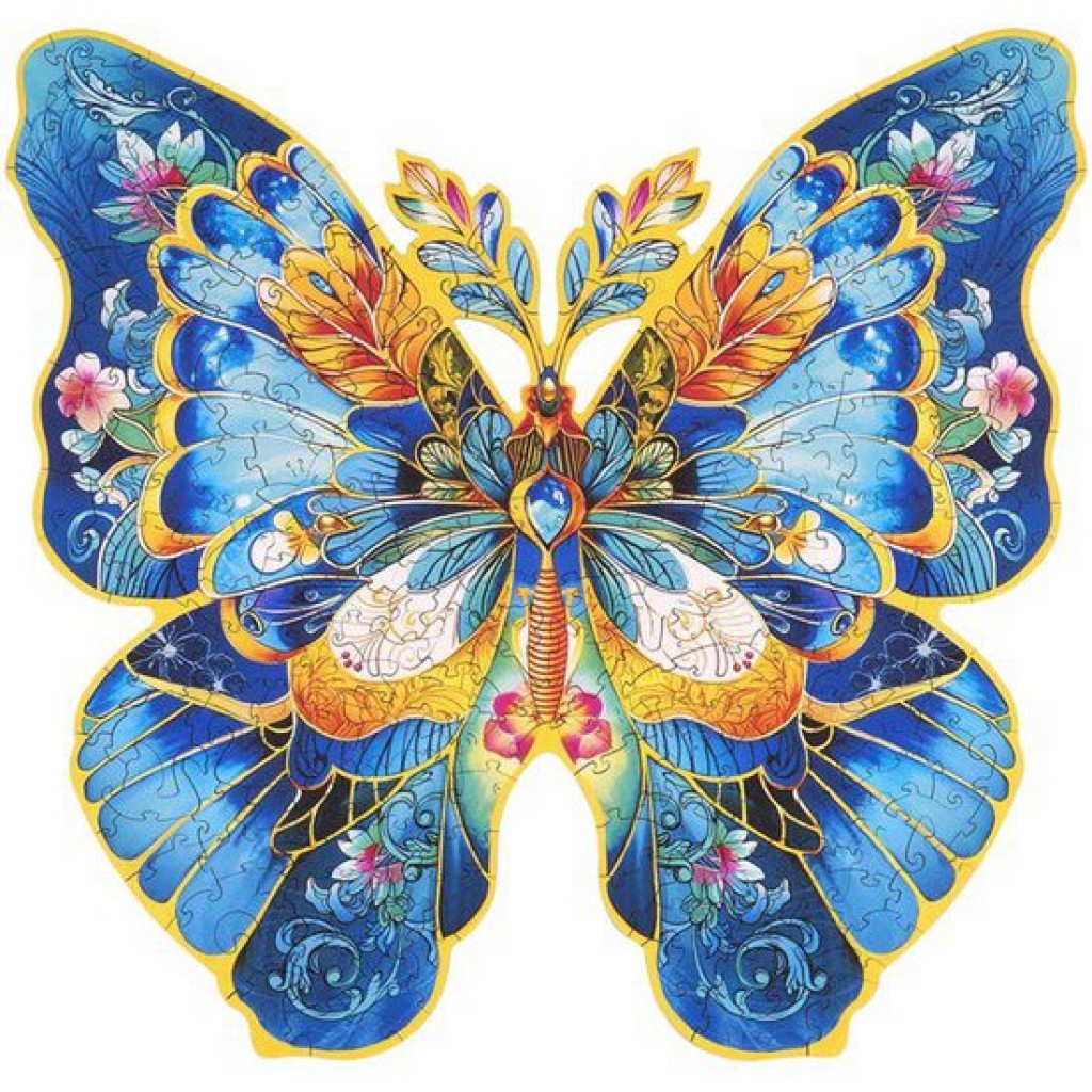 Houten Legpuzzel, Rowood, Vlinder Morpho Helena, TA003, 28,8x27,6cm