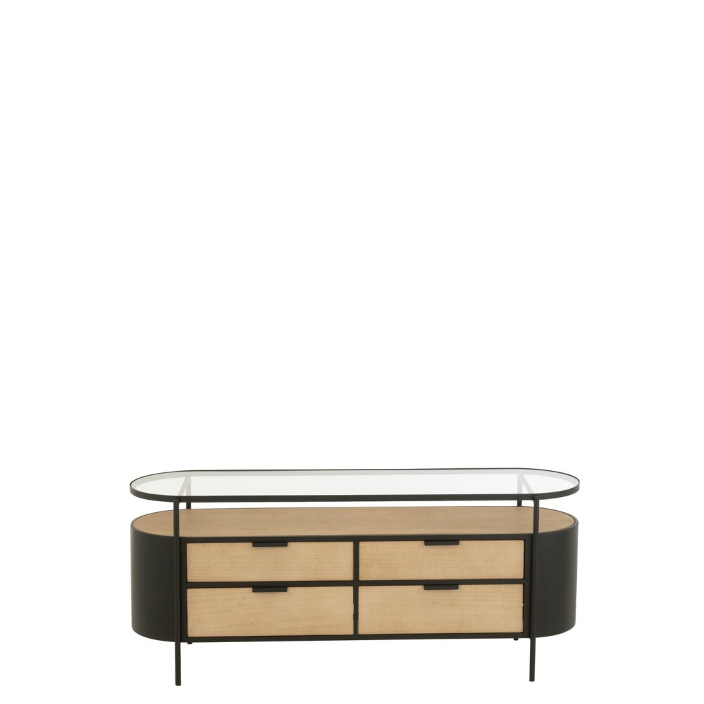 J-Line Kast Ivy Ijzer Naturel/Zwart