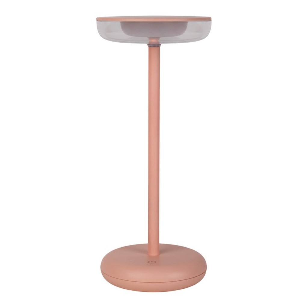 Cordless tablet light "Pasi" for outside and inside, made of metal and plastic in pink, dimmable, with touch and memory function, approx. 26 cm high