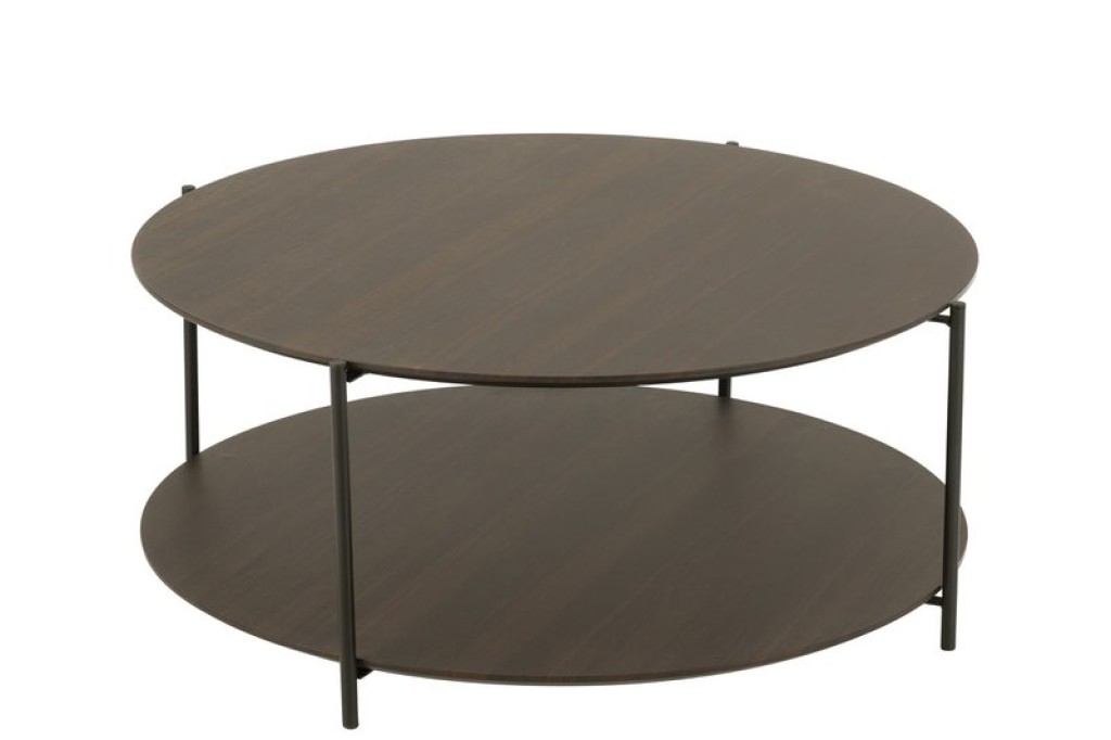 J -Line Coffee Table Round - Wood/Metal - Dark Brown - Small