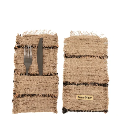 The Oh My Gee Bestekhouder - Beige Zwart - Set van 4