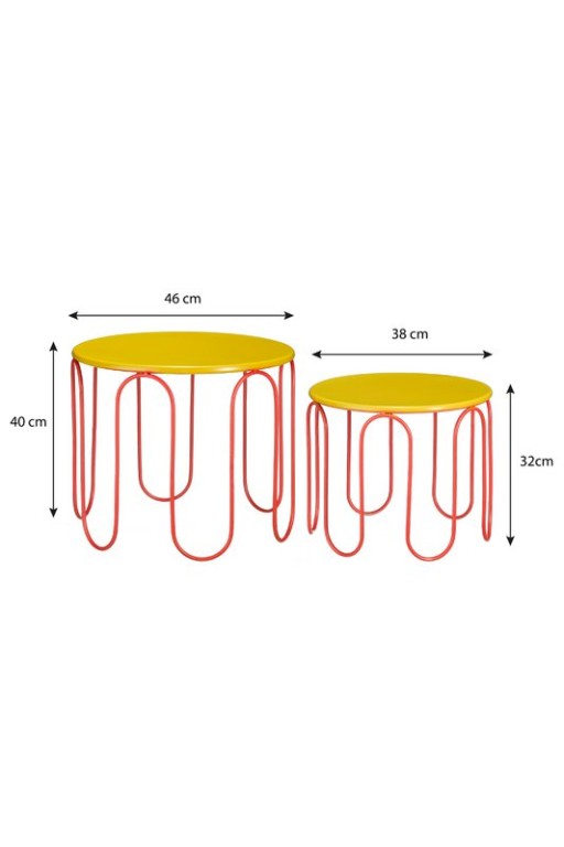 Dione side table - Set of 2 - H40 x Ø46 cm - Metal - Yellow