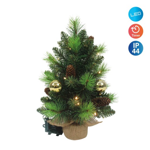 LED FIR -boom "Noel" Outdoor Decoratie gemaakt van metaal en plastic in groen en goud, met stevig geïnstalleerde LED's