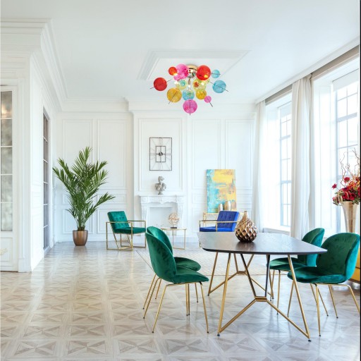 Plafondlamp "explosie" gekleurd gemaakt van metaal en glas, G9 -frames, plafondlamp voor eetkamer, woonkamer, gang of kantoor, Ø57 cm