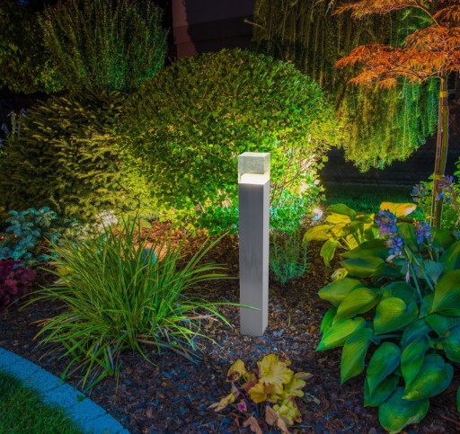 LED outer socket light "Leah" made of metal and plastic in steel-blank, integrated LED, path lights