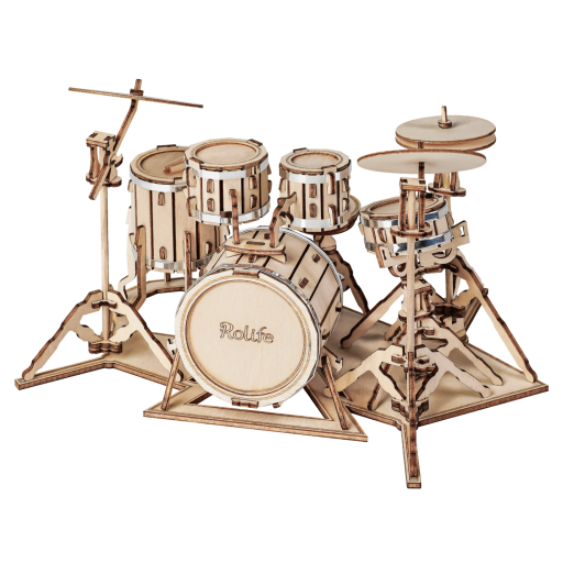 Robotime, 3D Houten Puzzel Muziekinstrument Drumstel, TG409, 19x13,5x11cm