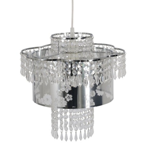 Acrylic pendant lamp "Fancy" of modern chandeliers made of metal and plastic in chrome, with E27 version and an Øvon 32 cm
