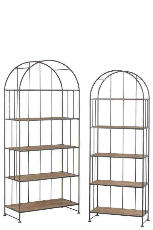 J-Line Rack Round - metal/wood - brown