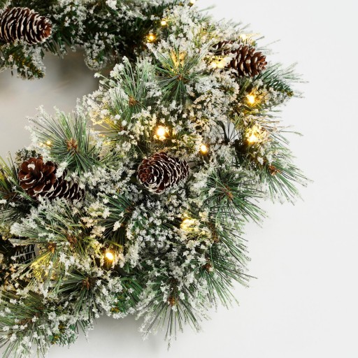 Vandans Kerstkrans met LED Verlichting - Ø60 cm - Groen Frosted