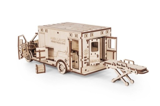 DIY 3D Mechanical Model Ambulance, Eco Wood Art, 4011, 29,5x12,9x12,4cm