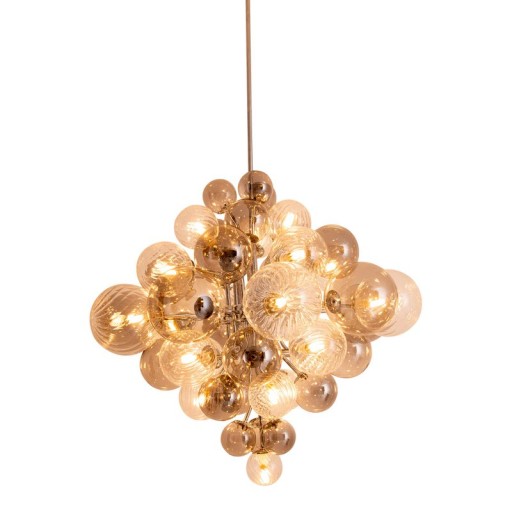 Pendelleuchte "SPHERE" Ø 75cm, au s Metall und Glas mit verschiedenen Strukturen, Beleuchtung für Wohnzimmer, Esszimmer oder Büro.